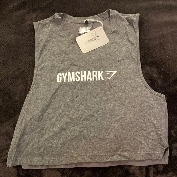 Gymshark Crop Mesh Back Tank - Charcoal Marl - Medium - Picture 1 of 9